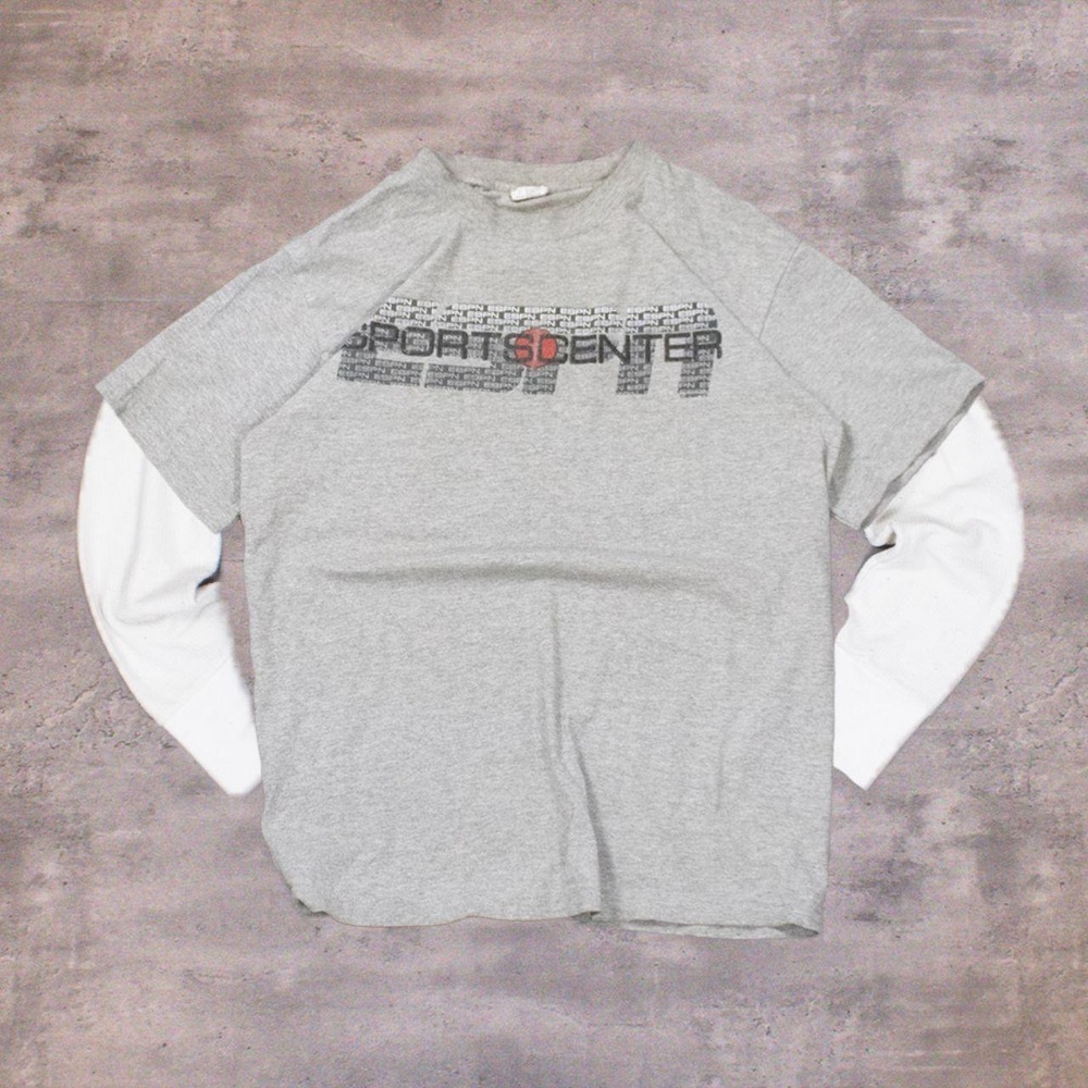 Y2K 2000's 00's Sport's center ESPN Heather Grey Short Sleeve T-Shirt